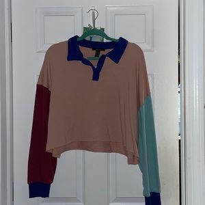 Collard Multicolor Cropped Longsleeved Shirt